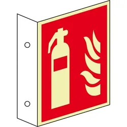 Schild I PERMALIGHT power langnachleuchtend Brandschutz-Fahnenschild Feuerlöscher, Aluminium, 150x150mm, ASR A1.3, ISO 7010 F001