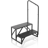 Vevor Wohnmobil-Stufen, 2-stufige Wohnmobil-Treppe, 200 kg Tragkraft, Verdickter Kohlenstoffstahl, mit Handlauf, rutschfeste Stufen für sicheres EIN- und Aussteigen, geeignet für Wohnmobil, Anhänger