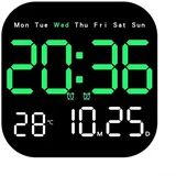 SPORTARC Große digitale Wanduhr mit Temperaturanzeige, Fernbedienung und Helligkeitseinstellung (18,5 x 18,5 cm, Schwarz)