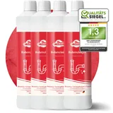 GLANZMOMENTE® Rohrreiniger 4x1000ml – POWER FORMEL – Rohrfrei Extra Stark – Gegen Haare und Rohrschlamm – Materialschonend – Drain Cleaner – Abflussfrei - Verstopfung Abfluss – Made in Germany