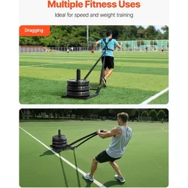 Vevor Gewichtsschlitten Kraftschlitten, Fitness-Krafttrainingsschlitten zur Verbesserung der Geschwindigkeit bei sportlichen Übungen, Fitnessgerät mit Gurt, kompatibel mit 25/51 mm Gewichtsscheiben
