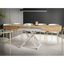 WFL GROUP Cavetta Braun Eiche 120-200 x 80 x 27-76 cm