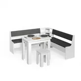 livinity® Eckbankgruppe, Weiß 210 x 210 cm mit Tisch