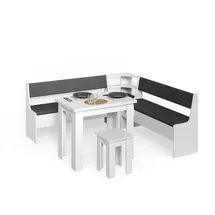livinity® Eckbankgruppe, Weiß 210 x 210 cm mit Tisch