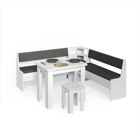 livinity® Eckbankgruppe, Weiß 210 x 210 cm mit Tisch