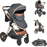 Moni Kinderwagen Alma Sportsitz Tragetasche umbaubar Wickeltasche Sitz umkehrbar schwarz
