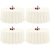 4er-Pack runde Tischdecken, 229cm, elfenbeinfarben, runde Tischdecke, knitterfrei, waschbar, elfenbeinfarbene Tischdecken, Polyester-Stoff-Tischdecke für Hochzeit, Party, Restaurant, Buffet-Tisch
