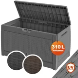 CASARIA Casaria® Gartenbox UV-beständig 310L Haltegriffe Rollen Terrasse Balkon Wohnzimmer Wintergarten Truhe Auflagenbox Kissenbox 119x48cm Rattan-Optik