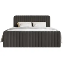 Selsey Saliano - Boxspringbett 160x200 mit Bettkasten, Topper und Chenille-Bezug, Graphit, - Dunkelgrau