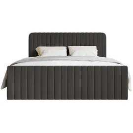 Selsey Saliano - Boxspringbett 160x200 mit Bettkasten, Topper und Chenille-Bezug, Graphit, - Dunkelgrau