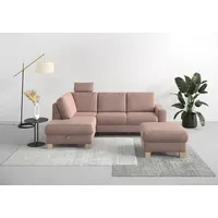 Home Affaire Ecksofa »Summer L-Form«, mit Ottomane, wahlweise mit Bettfunktion und Bettkasten, Cord-Bezug rosa