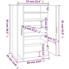 vidaXL Schuhschrank Räuchereiche 60 x 92 x 35 cm Holzwerkstoff