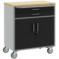 VidaXL Werkzeugschrank mit Rollen Abschließbar Schwarz 75x45x85 cm