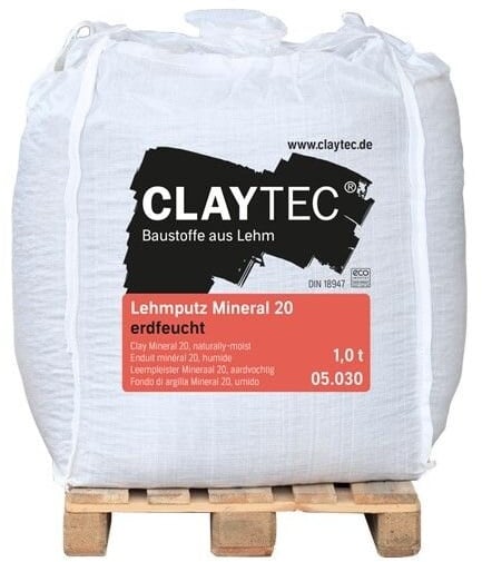 CLAYTEC Lehmputz Mineral 20, trocken - 1,0 t Big-Bag