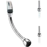 Relaxdays Wasserhahn Verlängerung Flexibler Sparaufsatz 30 cm Silber