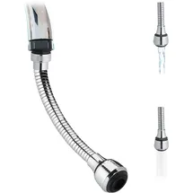 Relaxdays Wasserhahn Verlängerung Flexibler Sparaufsatz 30 cm Silber