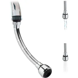 Relaxdays Wasserhahn Verlängerung Flexibler Sparaufsatz 30 cm Silber