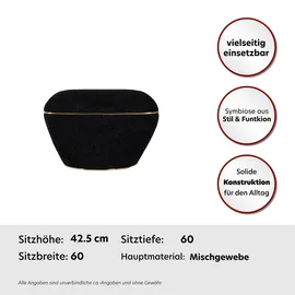 Kayoom 360 Living Hocker Contessa 110 schwarz gold), B/H/T: ca. 60x42,5x60 cm / schwarz, gold
