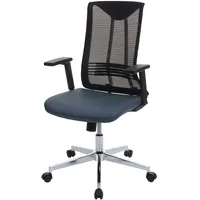 Mendler Bürostuhl HWC-J53, Drehstuhl Schreibtischstuhl, ergonomisch Kunstleder blau-grau