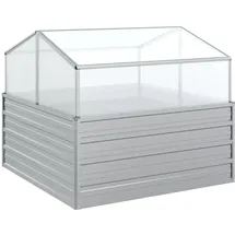 furnicato Garten-Hochbeet mit Gewächshaus 100 x 100 x 85 cm Silber
