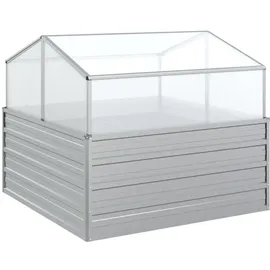 furnicato Garten-Hochbeet mit Gewächshaus 100 x 100 x 85 cm Silber