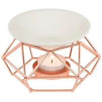 itsisa Keramik Duftlampe auf rosegoldenem Metallgestell - Verdunster, Aromalampe für Duftöl und Duftwachs