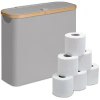 Relaxdays Toilettenpapier Aufbewahrung 12 Rollen, Grau,Hellbraun