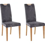 Home Affaire Esszimmerstuhl »Roberta Polsterstuhl, Gestell Eiche massiv«, (Set), 2 St., Luxus-Microfaser Vintageoptik, Bezug aus strapazierfähiger Microfaser, grau (buffalo grau, eichefarben, B:47cm H:99cm T:61cm, Holzwerkstoff, Stühle,