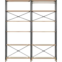 Mehrzweckregal HOME AFFAIRE, beige (natur, schwarz), B:167,5cm H:210cm T:30cm, Metall, MDF, Regale, MDF mit Akazie-Dekor