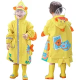 Regenmäntel Kinder Regenponcho Wasserdichte Regenjacken mit Rucksackabdeckung Jungen Outdoor Transparente Regenbekleidung Mit Tragbarer Tasche mit Rucksackposition