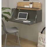 furn.design Sekretär Wand Schreibtisch Schreibtischschrank grau und Eiche, Homeoffice Center