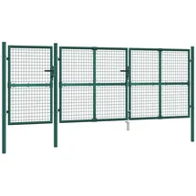 vidaXL Maschen-Gartentor Grün 400x125 cm Verzinkter Stahl