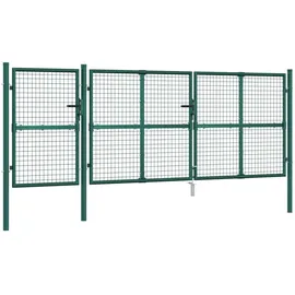 vidaXL Maschen-Gartentor Grün 400x125 cm Verzinkter Stahl