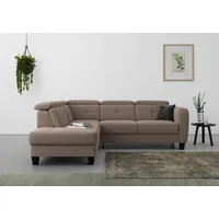 sit&more Ecksofa »Belluci L-Form«, inklusive Federkern, wahlweise mit Bettfunktion und Bettkasten, grau