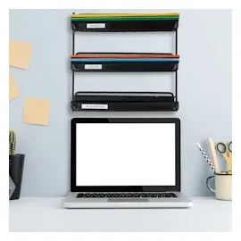 Relaxdays Briefablagen-System schwarz, 3 Fächer