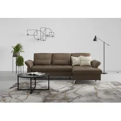 Ecksofa INOSIGN "Palm Beach L-Form", braun, B:275cm H:89cm T:175cm, 100%Polyester, Sofas, Federkern, mit Sitztiefenverstellung, wahlweise mit Bettfunktion