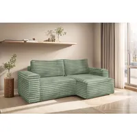 Fun Möbel Ecksofa Schlafsofa madlen Stoff Velo Olivgrün Ottomane