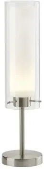 BRILONER  LED-Tischleuchte, 5 W, Doppelglas (außen transparent, innen satiniert), nickel matt, Ø 10 x 50 cm