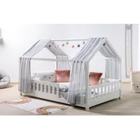 TICAA Hausbett Kim 100 x 200 cm Kiefer massiv weiß