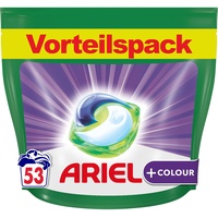 Ariel Waschmittel Pods All-in-1, Color Waschmittel, 53 Waschladungen, Frischer Wäscheduft und Farbschutz, Fleckenentfernung bei niedrigen Wassertemperaturen