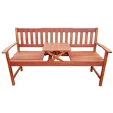 KMH Sitzbank 3-sitzer FSC Eukalyptus Gartenbank mit integr. Tisch