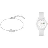 Lacoste Analog Quarzuhr für Damen mit Weisses Silikonarmband - 2001211 Gliederarmband für Damen Kollektion Crocodile - 2040046