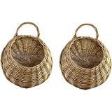 Yeehliny Blumentöpfe aus Rattan, Handgemachte Rattan geflochten Blumentopf zum Aufhängen, Pflanzenkörbe, Korb Geflochten, für Garten, Hochzeit, Hausdekoration, Türdekoration (2er Set-18x23cm/A)