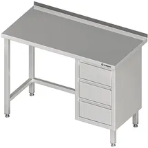 Stalgast Arbeitstisch ohne Grundboden, 2800x600x850 mm, mit 3er Schubladenblock rechts, mit Aufkantung, verschweißt