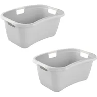 KEEEPER janne 2x Ergonomische Wäschewanne, Anti-Rutsch-Softgriffe, 50 l, Nordic Grey