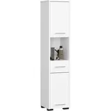 abamihome | Badezimmersäule Akord Fin Weiß 30 cm, 2 Türen Schublade, 5 Ebenen B30 x H140 x T30 Cm