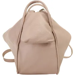 Cityrucksack X-ZONE, Gr. B/H/T: 38cm x 33cm x 18cm, onesize, rosa, Rindsleder, Leder, Strukturmuster, modisch, Rucksäcke, echt Leder, Made in Italy