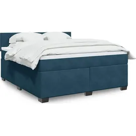 vidaXL Boxspringbett mit Matratze Blau 180x200 cm Samt