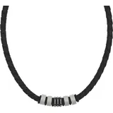 Tom Tailor Kette mit Anhänger Edelstahl Kautschuk Leder Schwarz