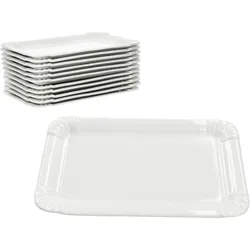 12x Pur Pappteller aus Porzellan 19,5x12,8cm weiß Servierteller Pralinen Nuggets